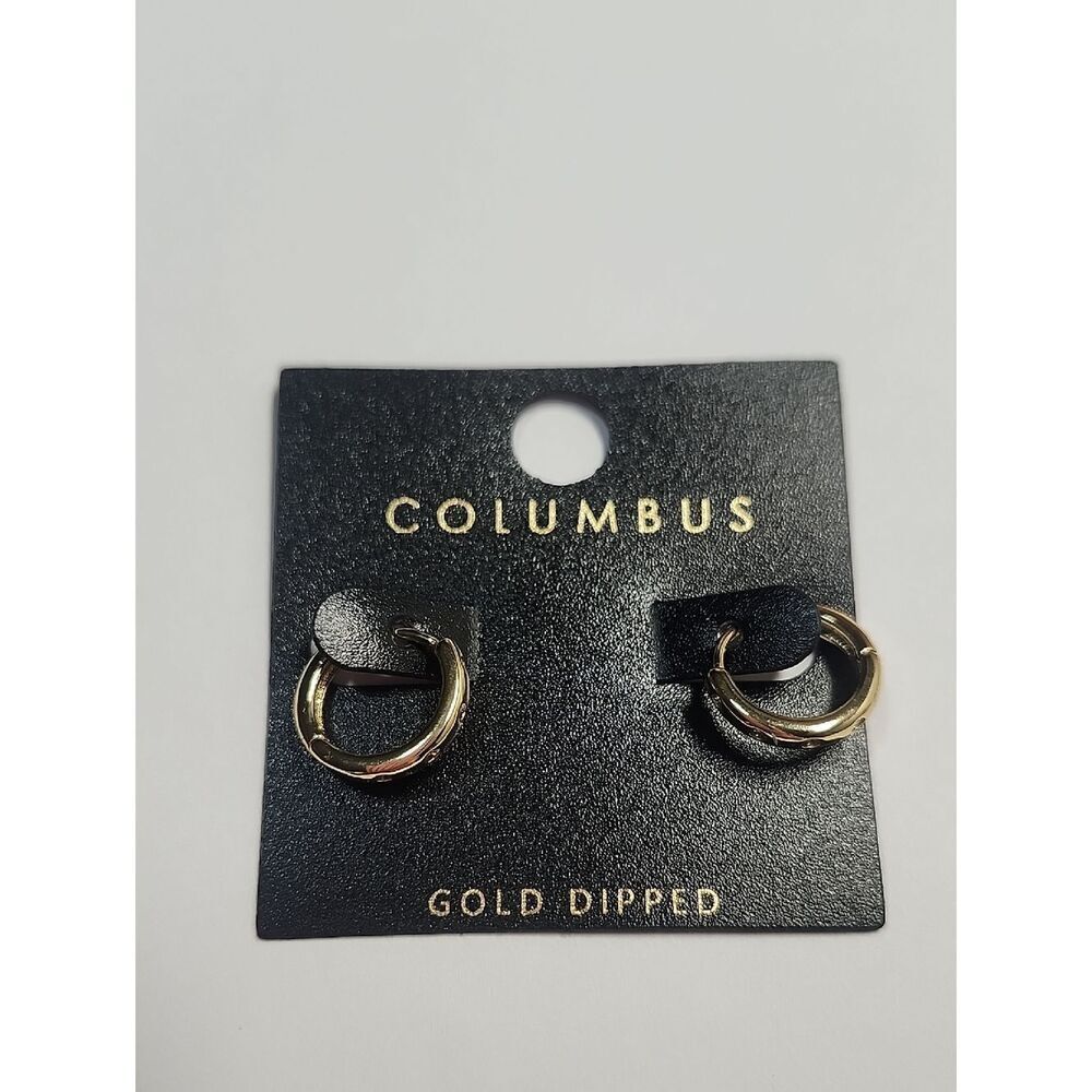 Columbus Gold Dipped Small Hoop Earrings - Gold